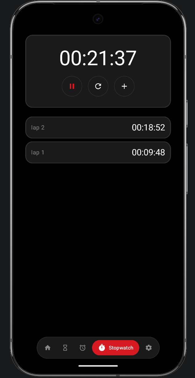 N Clock stopwatch with lap recording