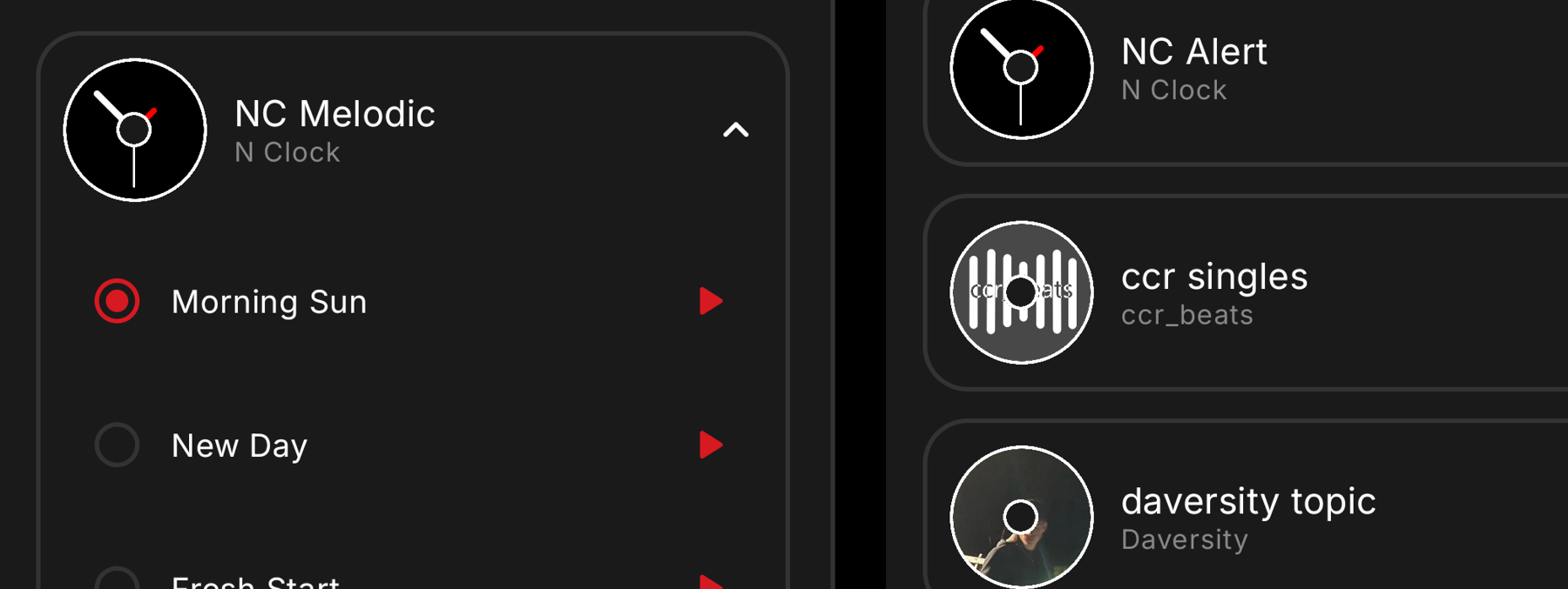 N Clock alarm sound library