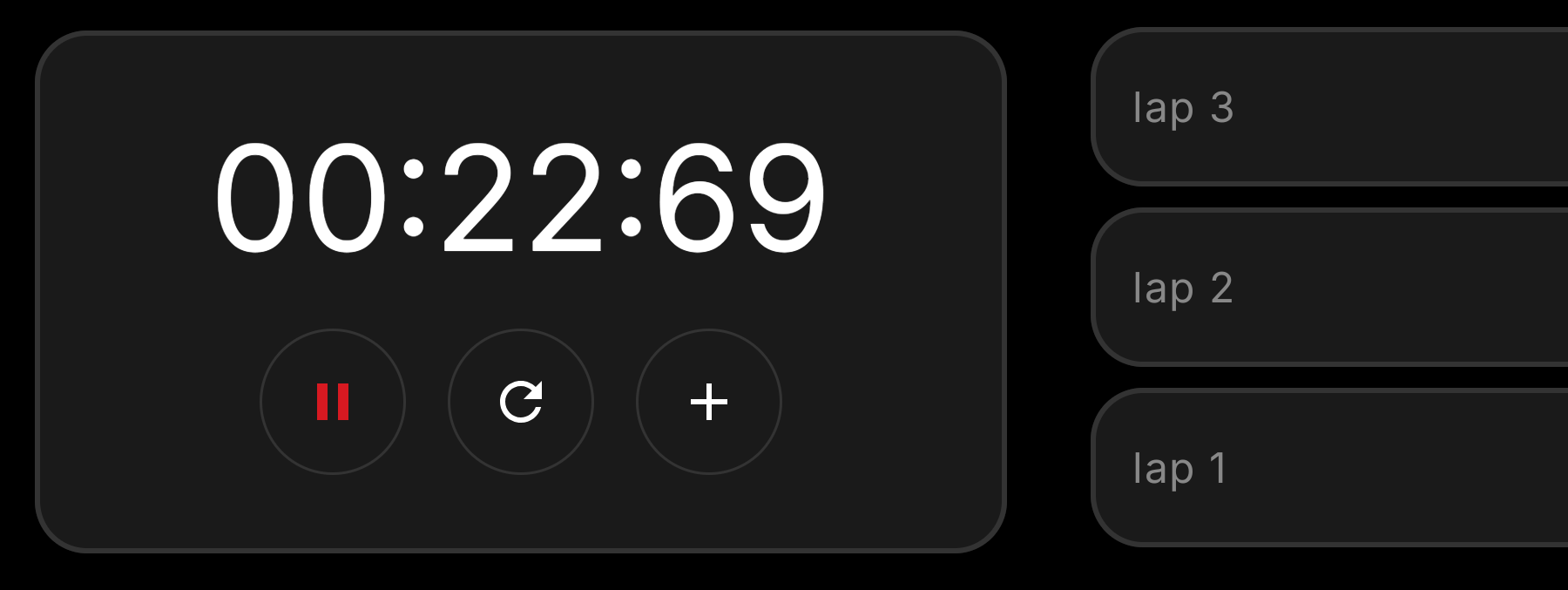 N Clock stopwatch with laps