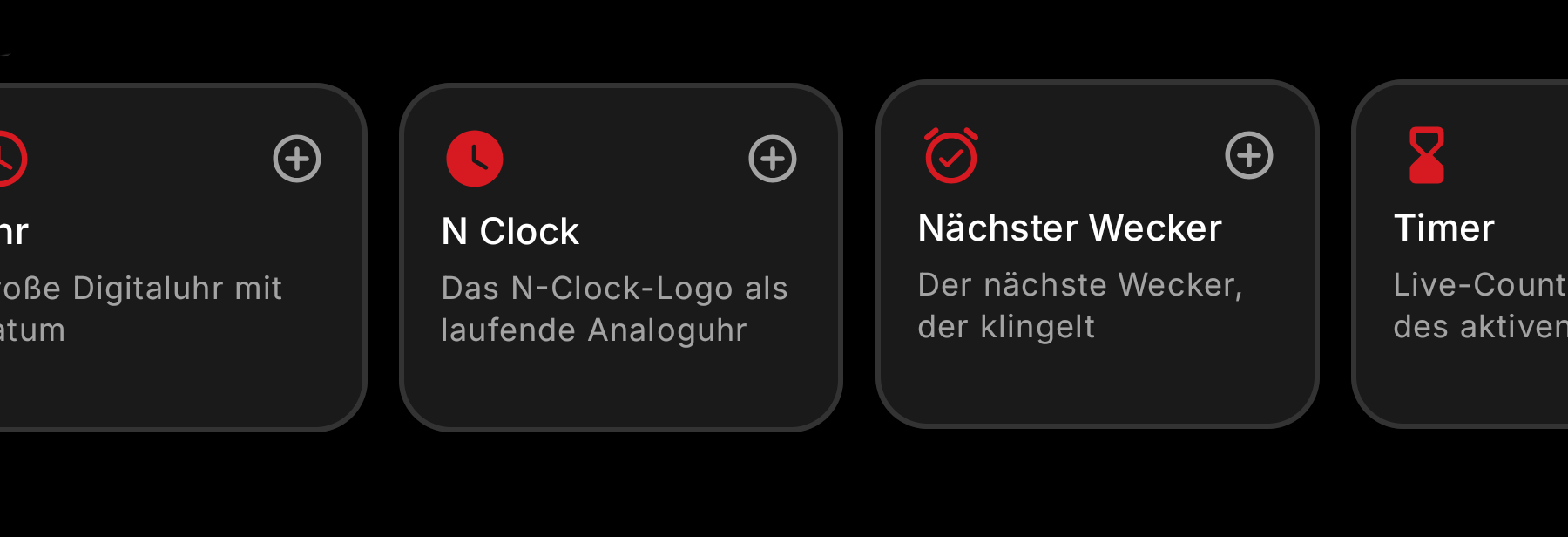 N Clock home screen widgets
